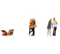 NOCH Boys Pair Set Hand-Colored Realistic HO Scale Figures, 6 Youth Men Figures