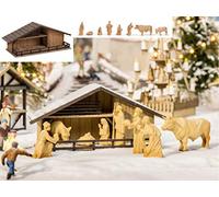 Noch Christmas Market Crib with Figures in Wood Look