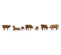 NOCH Cows Brown 7 Hand Painted Hobby Model Railway Figures Ideal for TT and Landscaping