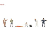 Noch Crime Scene Police (5) & Corpse (1) Figure Set - 1:87 HO \ OO Gauge