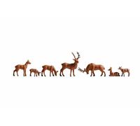 NOCH Deer, Animal Figurines Set, Handkoloriert Made of Plastic for Die Tt Gauge
