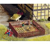 NOCH Fence, Hand-Painted Fence, 22 Pieces 0,9 CM High for Tt Gauge, Ideal