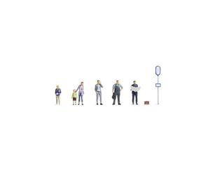 Noch® Figure Set At the Bus Stop with Six Figures, H0 Scale 1:87, Perfect for Model Train, Diorama and DIY Craft Projects