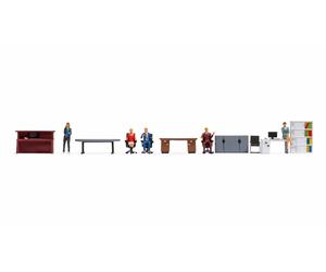 NOCH Figuren-Themenwelt„Office “, Set With Unpainted, Accessory for Gauge H0