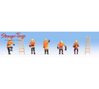 Noch Firemen in Orange Uniform (5) and Ladders (2) Figure Set - 1:87 HO / OO Gau