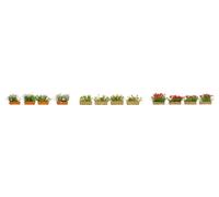 NOCH® Flower Boxes Blooming Red, White and Yellow, 12 Hand Painted Plants for Gauge H0, Perfect for Detail Decoration