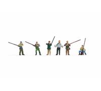NOCH H0 Figure Set 6 Male Anglers for Realistic Model Train Scenery by the Lake