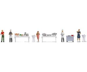 Noch H0 Figure Theme World Buffet, Model Building Figures for H0, Detailed Table Decoration and Scenery for Miniature Worlds