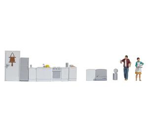 NOCH H0 Figure Theme World "Kitchen" for the Gauge H0, Ideal for Scene Design in Model Railway and Diorama Construction