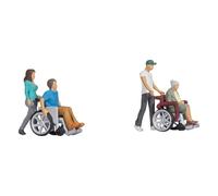 NOCH H0 Wheelchair User Figure with Model Figures in 1:87 Hand-Coloured for H0 Gauge