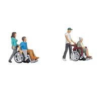 NOCH H0 Wheelchair User Figure with Model Figures in 1:87 Hand-Coloured for H0 Gauge