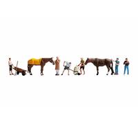 NOCH Hand-Colored H0 Model Figures Stall Work With Horses & Accessories 1:87