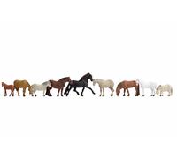 NOCH Horses, Turbulent Figurines Made of Plastic, 1:120 Tt Scale for