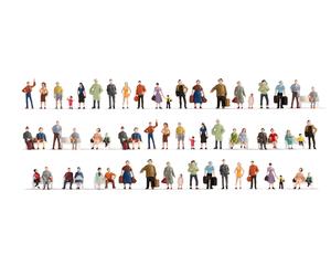 Noch® Mega Savings Set Figures, 60 hand-painted model figures, H0 scale 1:87