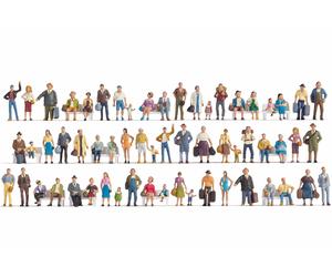 NOCH Mega Savings Set Figures, Hand-Painted Model Figures, 60 Pack For TT