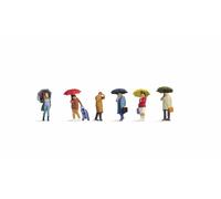 NOCH® People In The Rain, Hand-Painted Figures, H0 Model Train, 6-Piece Set