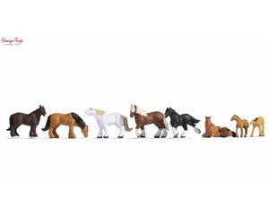 Noch Shire Horses (8) Figure Set - 1:160 N Gauge