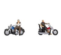 NOCH TT Figures Rocker on Motorcycles, Cool Plastic Model Train Figures, 1:120 (TT) Scale, Ideal for Street Scenes and Meeting Points
