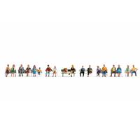 NOCH® XL Set 'Sitting', Hand-Painted Figures, 18-Piece For The Model Train Gauge