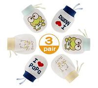 NOCHME Baby Anti Scratch Mittens for Newborn Boys Girls , 3 Pair Super Soft Adjustable No Scratch Cotton Baby Gloves Mits, 0-10 Months, White