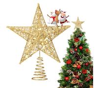 NOCHME Gold Christmas Tree Topper Star, Glitter,Metal Wire Xmas Trees Top Stars For Christmas Tree Decoration 15cm/6in