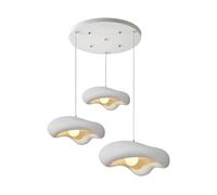 NOCHX Japanese Wabi Sabi Pendant Light E27 Made of Polystyrene Material with 3 Adjustable Lights Chandelier Suitable for Living Rooms Kitchens Pendant Lamp(White)
