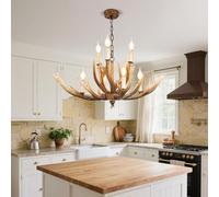 NOCHX Nordic Retro Style Pendant Light E14 Adjustable Height Deer Horn Chandelier Creative Design Resin Pendant Lamp Suitable for Living Room Clothing Store Interior Decoration(D)