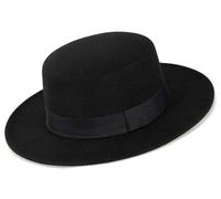 NociHah Pork Pie Hat Women Wide Brim Fedora Hat with Band Lady Panama Hats Trilby Cap Autumn Winter Black