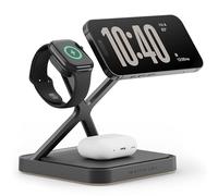 NOCO XGrid XDS3: 3-in-1 Wireless Charging Stand - Charging Station for iPhone, Apple Watch, and AirPods - MagSafe Compatible, Qi2 Certified - Includes 45W USB-C Wall Charger and 6.5-Foot USB-C Cable