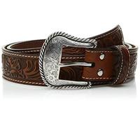 Nocona Boots mens Floral Embose Western Bucle Belt, - Brown, 40