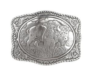 Nocona Boots mens38058Crumrine Silver Bison Scaloped Buckle Apparel Accesory - metallic - One size