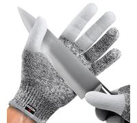 NoCry Cut Resistant Kitchen and Work Safety Gloves with Reinforced Fingers and Level 5 Protection; Ambidextrous, Machine Washable, and Food Safe. Medium