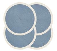 Noctiflorous 15 Inch Round Braided Placemats Set of 4 Washable Wipeable Easy Clean Heat Resistant Woven Dining Table Mats Decor for Holiday Parties Indoor Outdoor Daily Use(02 Blue, 4)