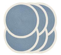 Noctiflorous 15 Inch Round Braided Placemats Set of 6 Washable Wipeable Easy Clean Heat Resistant Woven Dining Table Mats Decor for Holiday Parties Indoor Outdoor Daily Use(02 Blue, 6)