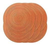 Noctiflorous 15 Inch Round Placemats Set of 6 Durable Braided Woven Heat Resistant Table Mats for Indoor Outdoor Non Slip Dining Table Place Mats(Orange, 6)