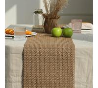 Noctiflorous Braided Farmhouse Table Runner 12 x 72 Inch Rustic Kitchen Table Decor Boho Woven Table Runner for Daily Life Party Wedding Thanksgiving(Brown, 72'')