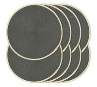 Noctiflorous Braided Round Placemats Set of 8, 15 Inch Woven Table Mats, Non-Slip Washable Thin Edge Place Mats for Kitchen Dining Table Decor (Dark Gray, 8)