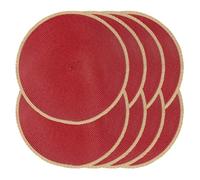 Noctiflorous Braided Round Placemats Set of 8, 15 Inch Woven Table Mats, Non-Slip Washable Thin Edge Place Mats for Kitchen Dining Table Decor (Red, 8)