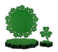 Noctiflorous St. Patrick’s Day Shamrock Round Felt Placemats with Coasters Set of 12 Table Decoration Durable Heat-Resistant Non-Slip Washable Place Mats Indoor Outdoor Kitchen Dining Table Mats