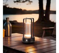 Noctila Black Table Lamp Portable Metal, Touch Control Bedside Lamps, 3 Color Temperatures, Rechargeable 2000mAh Battery Powered Operated Lights,LED Desk Lamp for Restaurant Bedroom Camping Decor