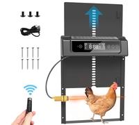 NOCTINGALE Automatic Chicken Coop Door Solar Powered, LCD Display Auto Chicken Coop Door with Timer, 5000mAh Rechargeable Chicken Door, Range 10M Remote Control Solar Chicken Coop Door, Blacl