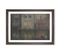 Noctunre Black and Red by James McNeill Whistler Framed Print | A2 Walnut Framed Wall Art | Ready to Hang | Modern Nature Picture | Living Room Bedroom Lounge Office