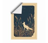 Nocturnal Fox Among Stars Rustic Unframed Wall Art Print A3 (42×29.7cm), Wall Decor for Living Room, Bedroom, Office & Home, Art Gift