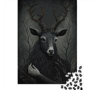 Nocturnal God Deer Wooden Jigsaw Puzzles 1000 Pieces Jigsaw Creative Rectangular Large Family Puzzle Game Artwork for Adults Teens 1000pcs (75x50cm)
