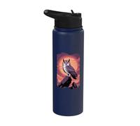 Nocturnal Hunter Great Horned Owl Stainless Steel Insulated Water Bottle