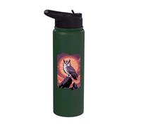 Nocturnal Hunter Great Horned Owl Stainless Steel Insulated Water Bottle