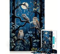 Nocturnal Owls Ensemble 1000 Pieces Jigsaw Puzzles for Adults Brain Challenge Toy Indoor Play Precise Cut Fine Art Piece (50x75cm)