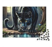 Nocturnal Panther Scene 1000 Pieces Paper Jigsaw Puzzle for Adults Brain Teaser Wall Art Decor Paper Puzzle 70x50cm/1000pcs