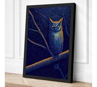 Nocturnal Watcher Japandi Canvas Wall Art Print 30x20 Inch