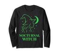 Nocturnal Witch Moon Magic Silhouette Witchcore Style Long Sleeve T-Shirt